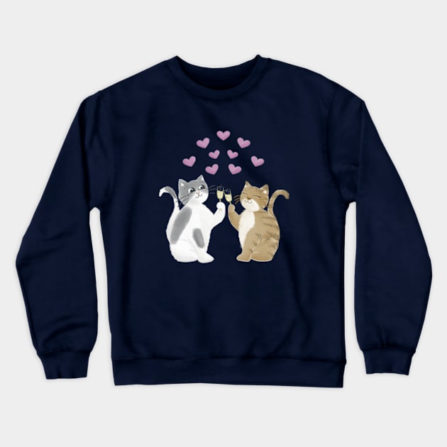 Cats and pink hearts Crewneck Sweatshirt by AbbyCatAtelier